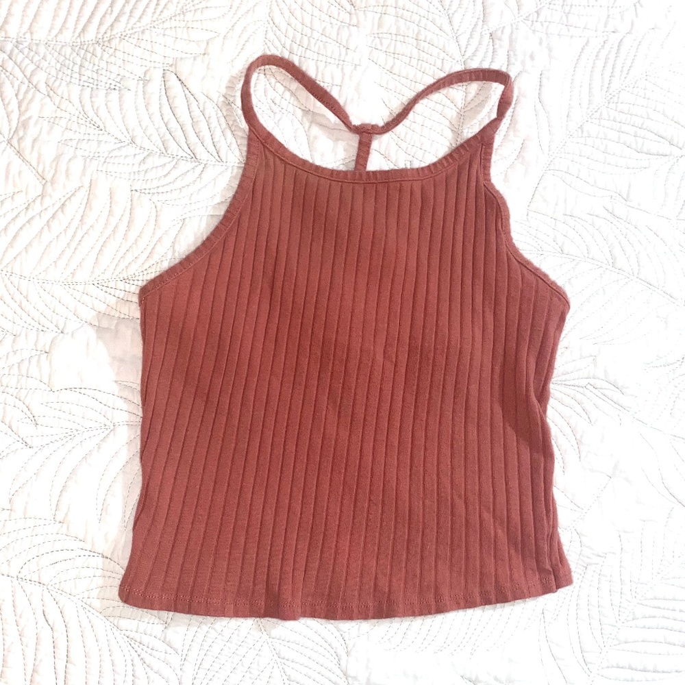 Ribbed High Neck Top